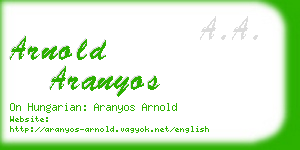 arnold aranyos business card